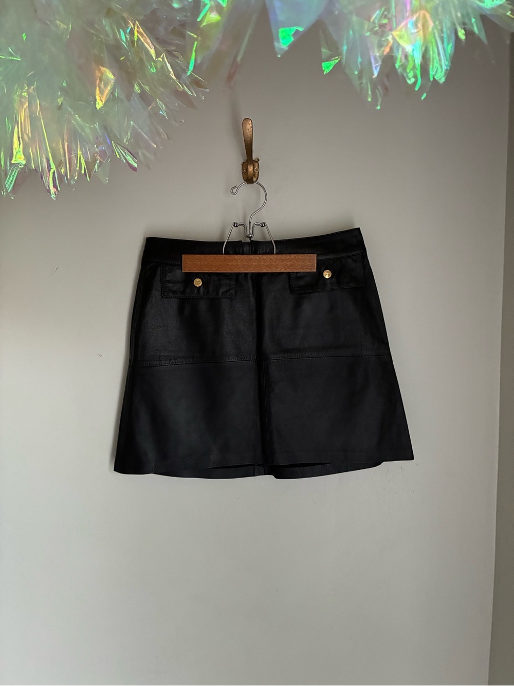Lilly‎ Sarti Black Leather Mini Skirt Size 38
